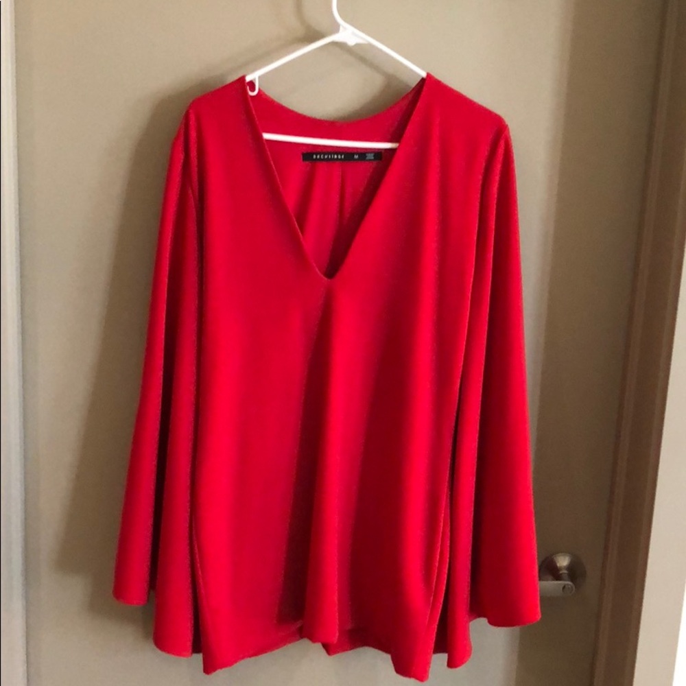 BACKSTAGE Red Mini Dress with Bell Sleeves